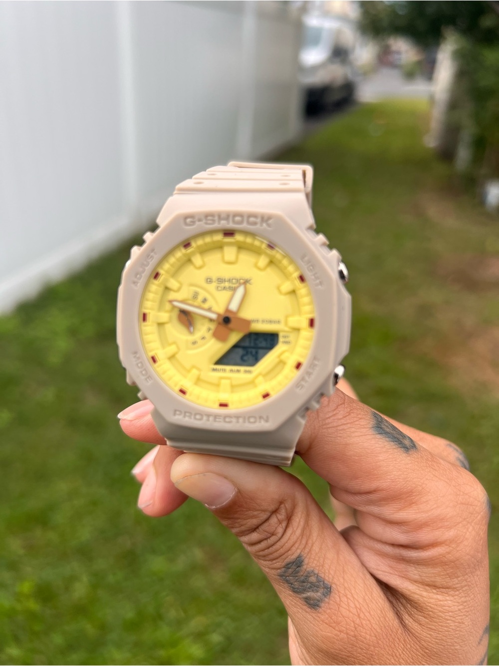 G-Shock Beige Case Yellow Dial Analog-Digital Watch